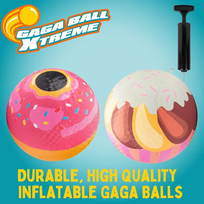 SCS Direct Gaga Ball Playground Balls (8.5 inches) w Air Pump- Durable Rubber Pack for Recess Dodgeball, Kickball, Gagaball Official Play & School -Fun Outdoor Toys & Gifts for Kids
