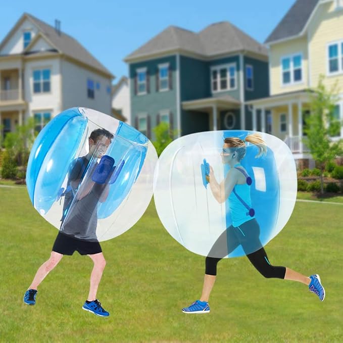 ZHUYNXIR 2 PC Sumo Ball for Adults, Bumper Bounce Balls for Kid, Inflatable Bounce Ball for Kids, Body Zorb Ball for Kids Outdoor Team Gaming Play (48 in,Blue+Red)