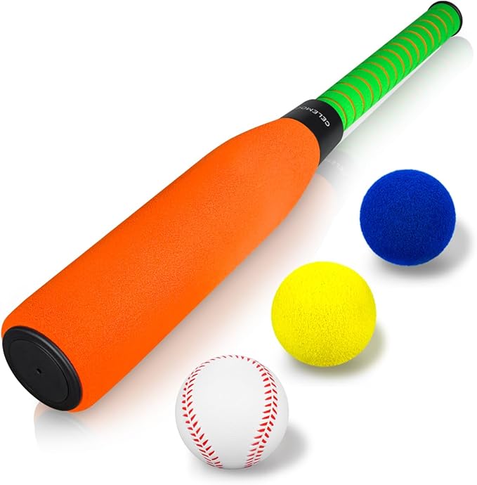 CeleMoon 22 Inch Foam Baseball Bat with 6 Soft Balls for Kids Toddlers Youths Outdoor Indoor Sport T Ball Game Playing