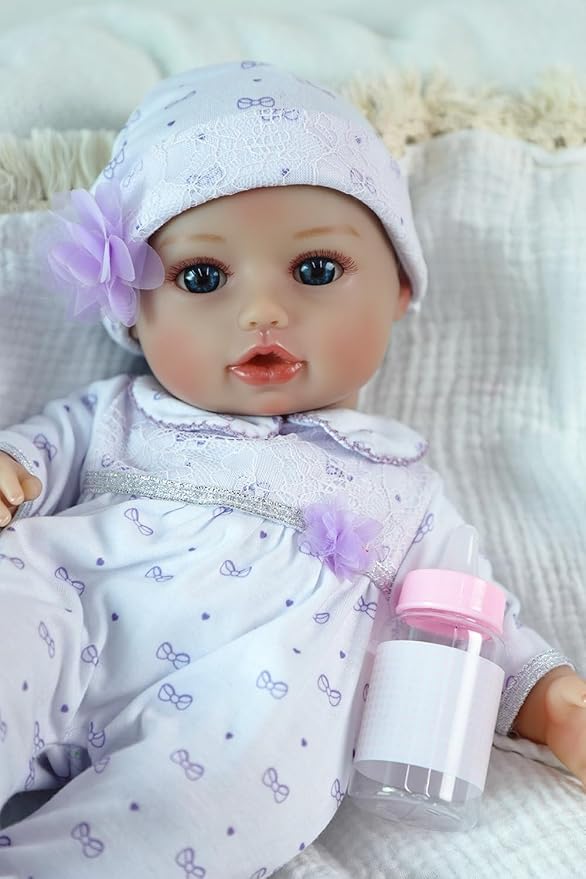 SCOM Baby Dolls, 16inch Realistic Baby Dolls Cute Soft Body Baby Doll Real Life Baby Doll Silicone Lifelike Baby with Accessories for 3+ Year Old Girls Gifts