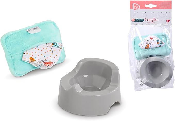 Baby Doll Potty Training Set - Corolle Baby Doll Accessory - Potty Toys Toilet with Wipes for 12" Dolls