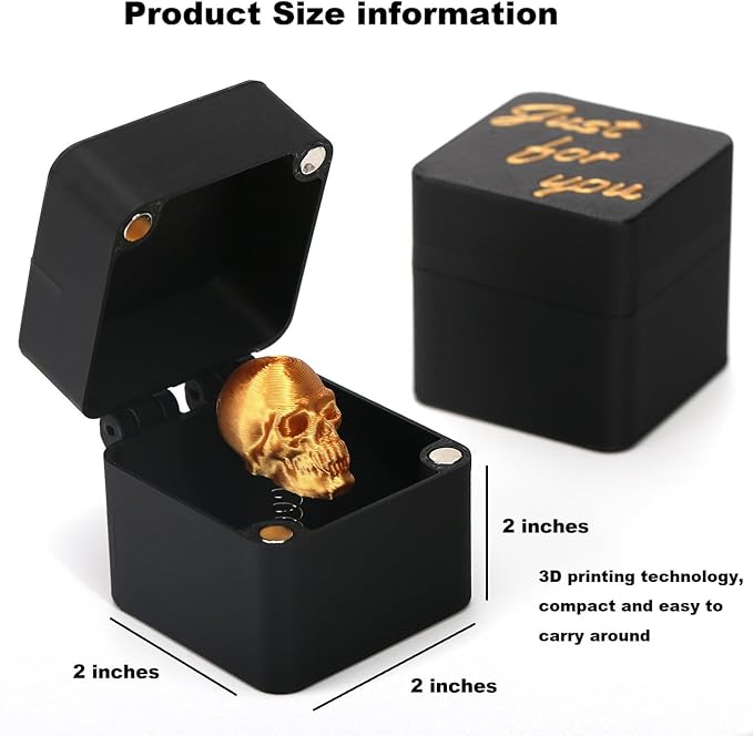 CXY Pop-Up Gold Skull in a Box - Funny Prank Gift Box for Adults, Novelty White Elephant Gifts, Cool Quirky Office Joke for Men & Women-A2