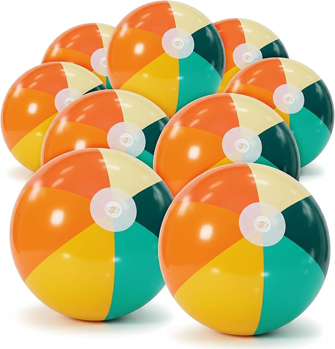 12 Pcs Orange Green Inflatable Beach Balls Bulk for Kid Pastel Jumbo Big Beach Balls Baby Shower Birthday Summer Swimming Party Decorations Favor Water Games(16 Inch)