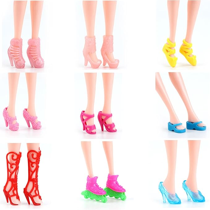 51PCS Doll Accessories + 1 Shoe Rack 30 Pairs Doll Shoes 10 Handbags 10 Glasses Replacement Fashion Playset Accessories Different Assorted Colors High Heel Boots for 11.5 Inch Girl Doll