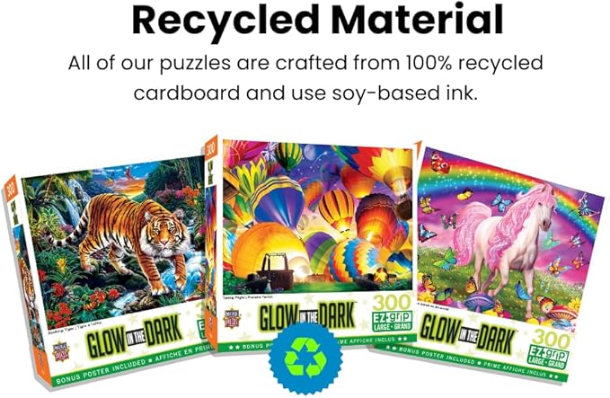 Masterpieces 300 Piece EZ Grip Glow in the Dark Jigsaw Puzzle - Rainbow World - 18"x24"