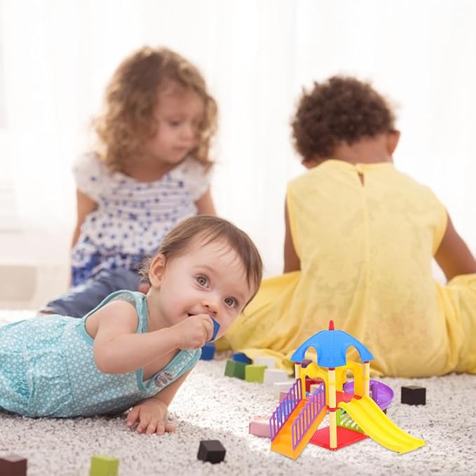 Garneck Miniature Playground Set Dollhouse Decor: Mini Playground Model with Slide and Stairs Plastic Furniture Accessory for Dollhouse Sand Table Diorama Small Playset Home Decoration