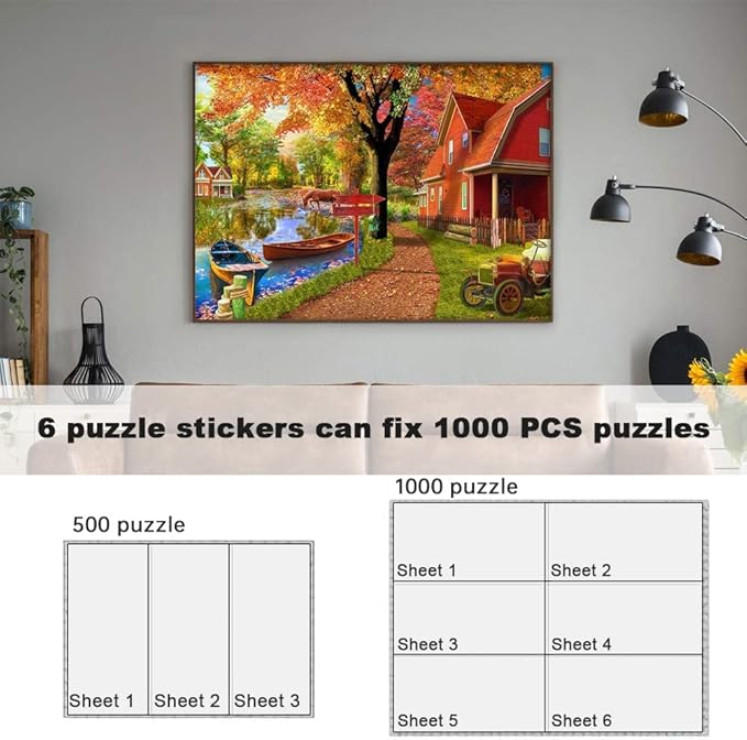 24 Puzzle Saver Sheets, Puzzle Glue Sheets for 1000-3000 Pieces, Preserve & Frame 4 x 1000 Pieces Jigsaw Puzzles