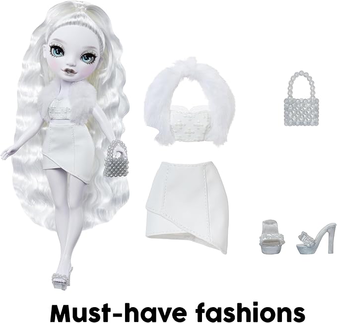 Rainbow High Shadow High Natasha Zima Grayscale 11” Fashion Doll with White Hair and White Outfit, Stylish Handbag, Great Gift for Kids 4-10 Years Old