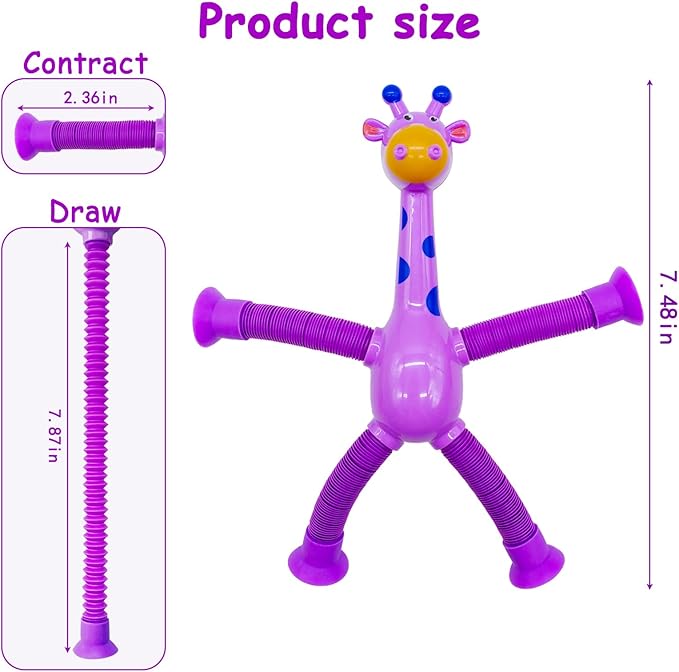 32Pcs Telescopic Suction Cup Giraffe Toys, Suction Pop Tubes Giraffe Sensory Toys, Pop Fidget Toys Bulk for Toddler Travel, Easter Basket Stuffers Party Favor Birthday for Boys Girls