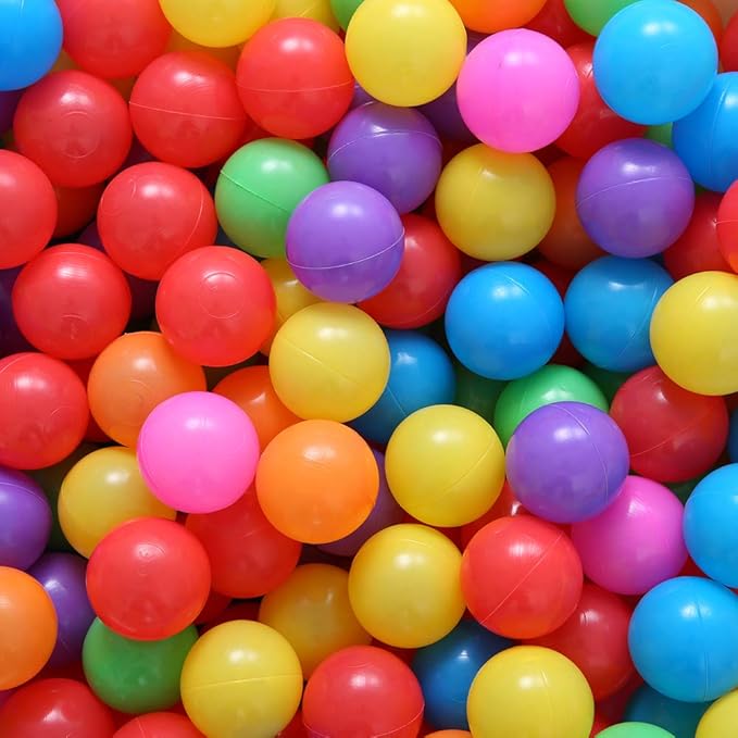 PlayMaty Colorful Pit Balls 2.1-inch Plastic Ocean Ball Crush Proof Stress Balls for Kids Pool Ball Playhouse Pit Accessories