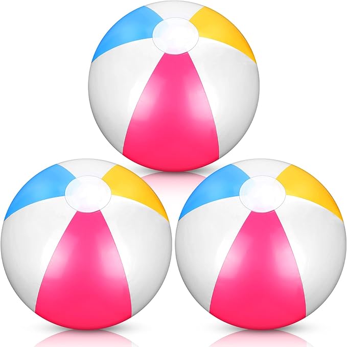 Tatuo Beach Balls 3 Pcs 12 Inch Inflatable Ball Beach Ball Swimming Pool Ball Enjoyable Pool Float Balls for Outdoor Activity Birthday Summer Party Favors Water Toys (Simple Style)