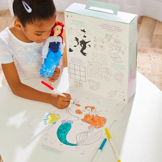 Disney Store Official Ariel Story Doll - 11 Inches - Includes Coloring Book and Additional Dress, Princess Doll in Classic Outfit, Disney Princess Toys for Girls