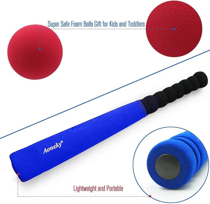 Aoneky Mini Foam Baseball Bat and Ball for Toddler, 16.5 inch
