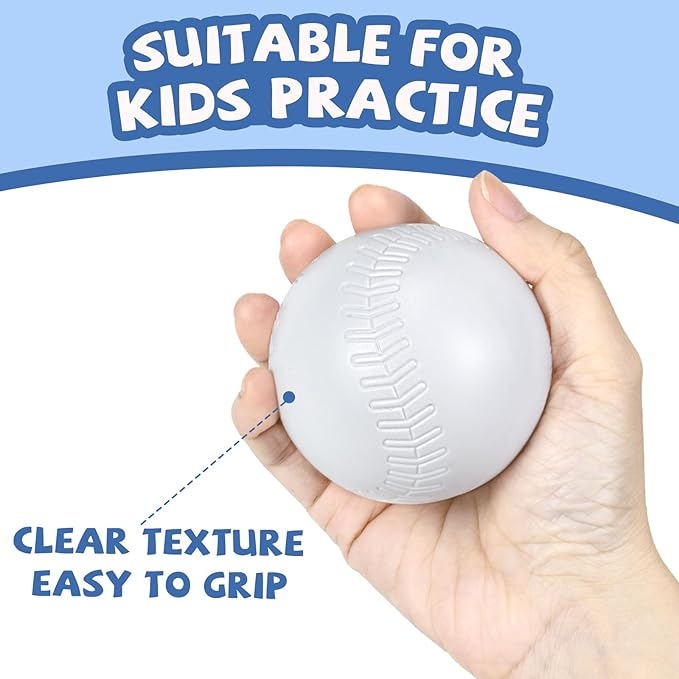 YongnKids 12 Pcs Toddler Baseball Balls Replacement T-Ball, 2.56" Plastic Baseballs with Mesh Bag Perfect for Tee-Ball Practice, Baseball Hitting & Training,Softball,Sports Theme Party Favors Gifts