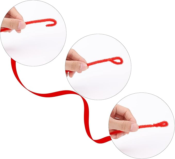 Caydo 200 Pieces Thick Red Pipe Cleaners Chenille Stems for Kids Art Creative Crafts, Valentine's Day Decorations DIY Decorations (6 mm x 12 Inch)