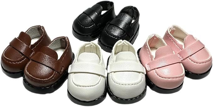 Premium Doll Shoes for Lububu, 15cm 17cm Dolls Accessories, Mini Leather Shoes Fashion Dress Up Doll Shoes Replacement (1, Loafer - White)