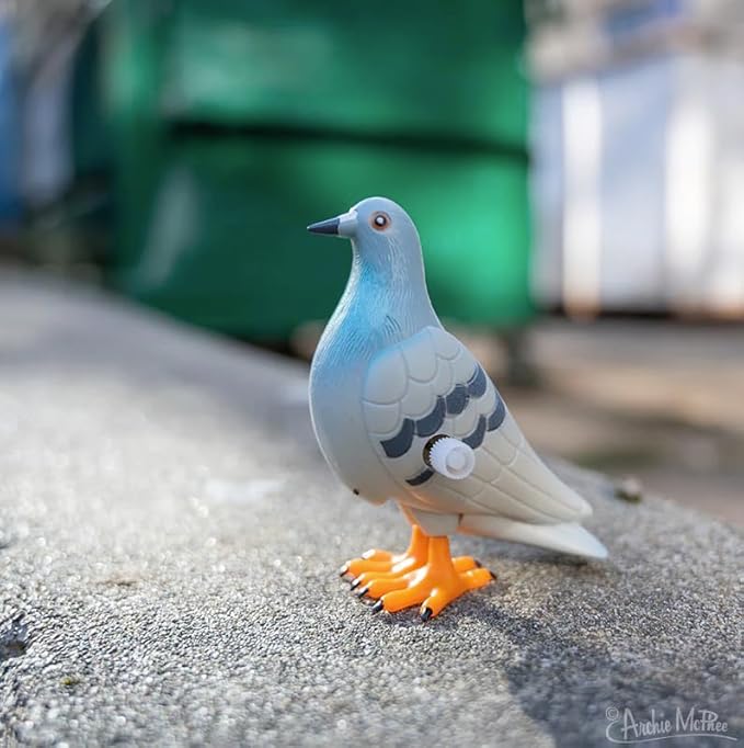 Accoutrements Archie McPhee Hilarious Wind-Up Perky Pigeon: Funny Novelty Gift 3-5/8" (9.2 cm) of Playful Skittering Fun - Bring Laughter with This Hard Vinyl Pigeon