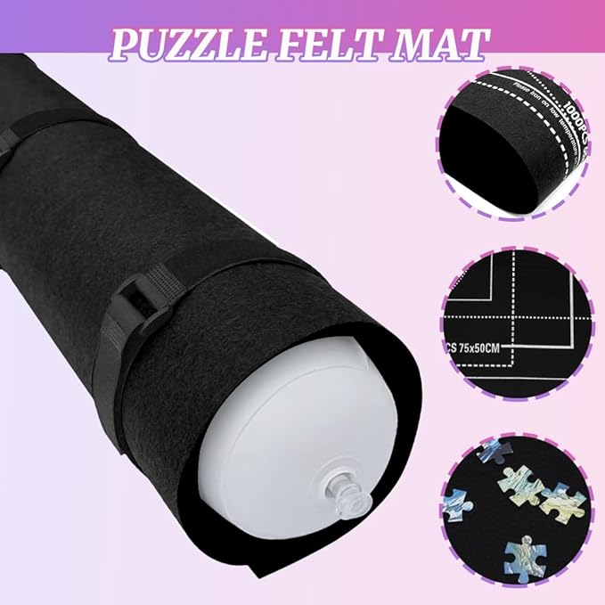 Puzzle roll up mat Set of 4 for 500-1500 Piece Puzzles, a Great Gift for Puzzle Lovers, Soft Felt Weave, Easy to Carry When Traveling