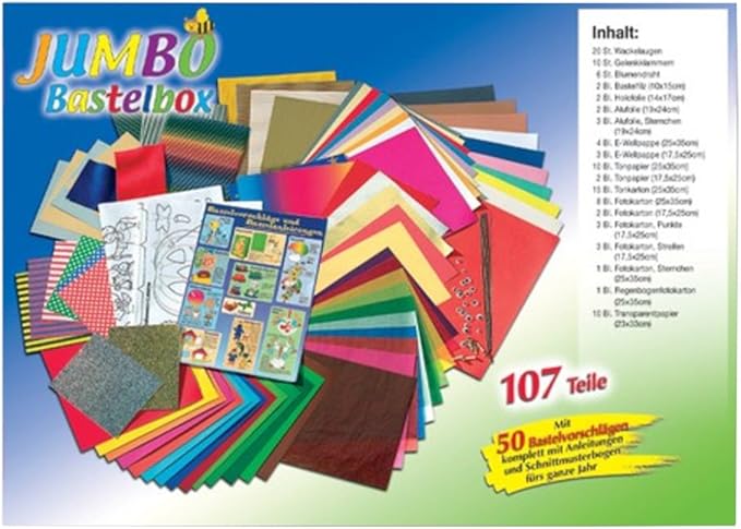 Folia 50915/1 Jumbo Craft Case with 107 Pieces, Huge Selection of Craft Materials for Children and Adults