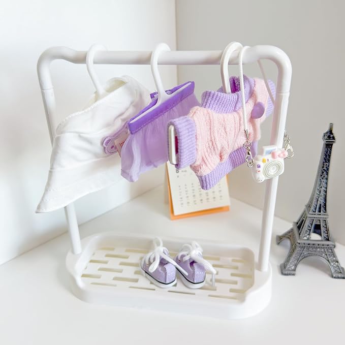 Clothes for Lu bubu 17cm Dolls(No Doll) Accessories, Stylish Kawaii Purple Outfit Set 5 Pieces Suitable for 17cm Dolls , Doll Hat Shoes Clothing Set Replacement