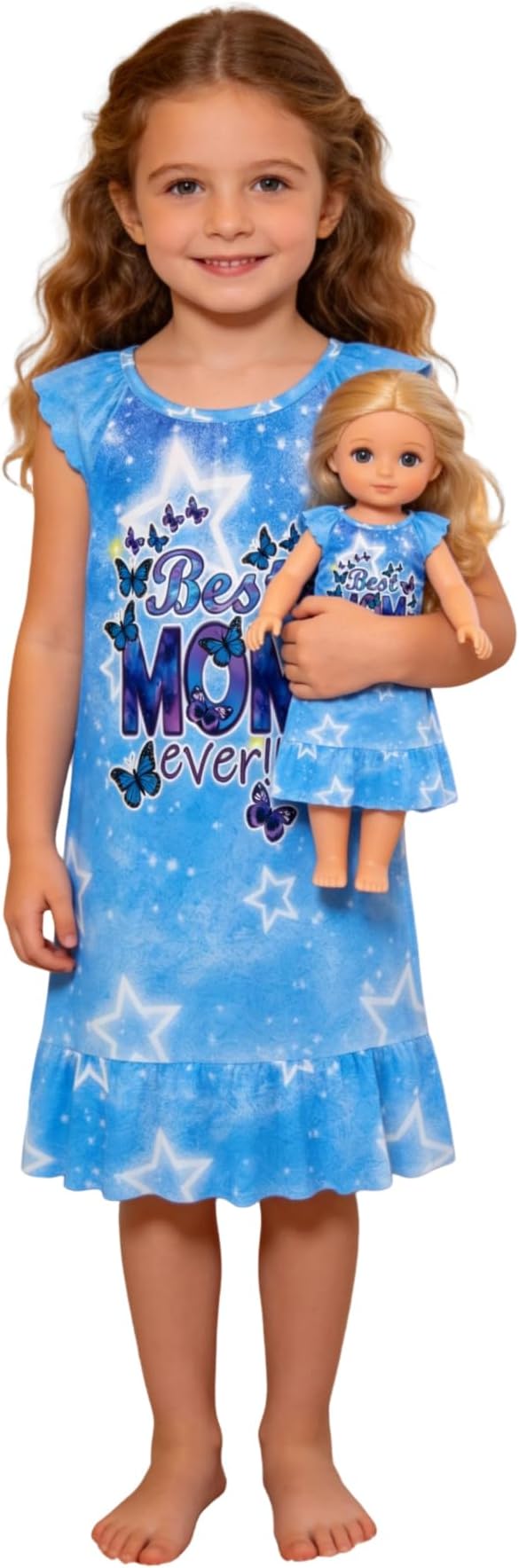 LQSZ Doll and Girl Matching Nightgown Outfit Pajamas Nightie Nightgown for Girls and Dolls Clothes