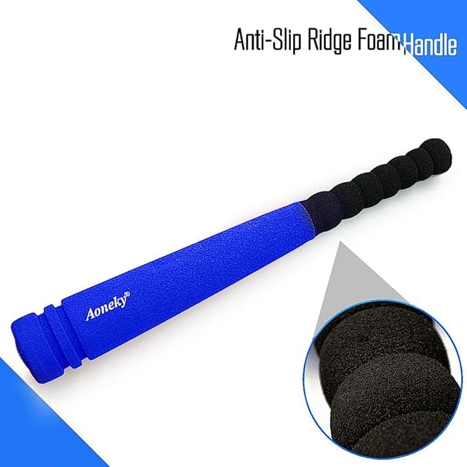 Aoneky 16.5 Inch Mini Foam Baseball Bat for Toddlers 1-3 Years Old, Soft Lightweight T-Ball Bat Toy for Kids, Indoor Outdoor Safe Play, Beginner First Bat, Blue