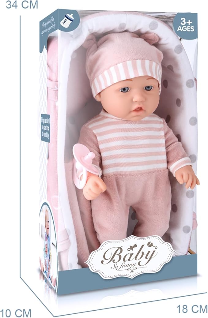 Enjoyin 12'' Baby Doll Playset with Washable Doll Accessories Includes Carrier Bassinet Bed, Pacifier, Blanket, and Pillow, First Baby Dolls for Toddlers 36 Months and Up