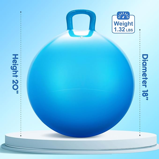 PlayZap Hopper Balls for Kids 3-8, 18 Inches Bouncy Ball with Handle, 18" Inflatable Bouncing Hopper, 45cm Jumping Toys, Garden Hopping Toys Girls Boys Gifts