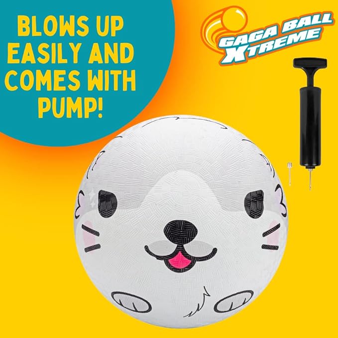 SCS Direct Gaga Ball Playground Balls (8.5 inches) w Air Pump- Durable Rubber Pack for Recess Dodgeball, Kickball, Gagaball Official Play & School -Fun Outdoor Toys & Gifts for Kids