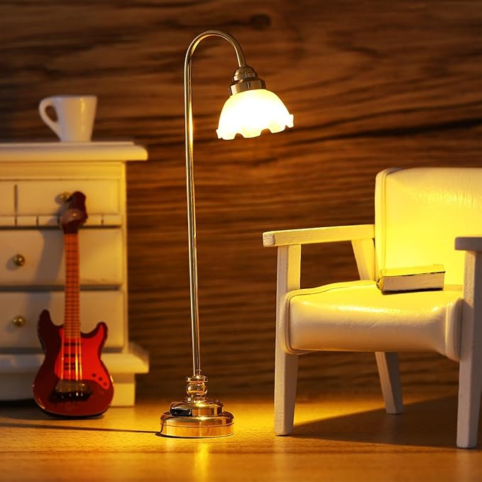 Toyvian 2pcs Miniature Dollhouse Lamp, Dollhouse Lights, 1 12 Scale Accessories Floor Lamp, LED Miniature Doll House Lights Battery Operated for Doll House Lighting