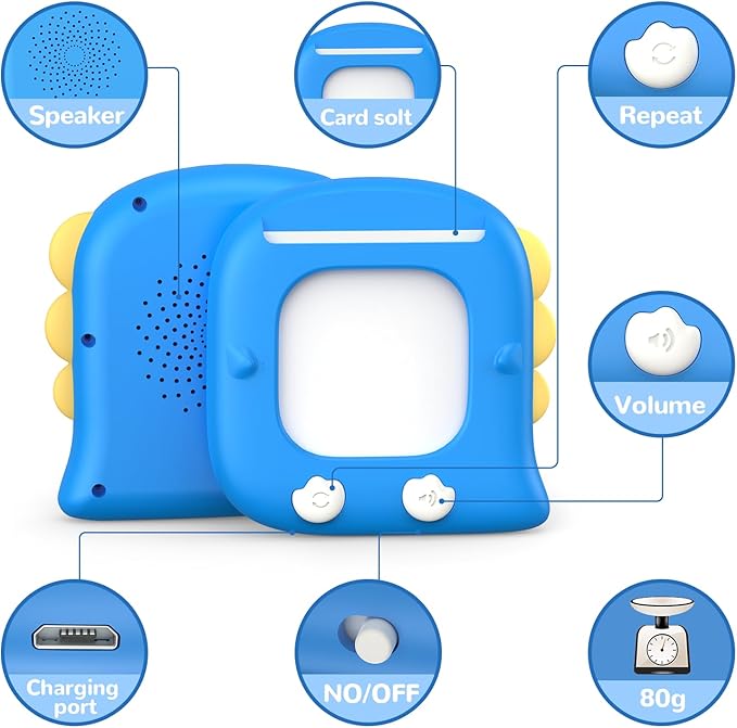 Kidzdo 520 ABCs Talking Flash Cards, Easter Stuff Birthday Gifts for 2 3 4 5 6 Year Old Boys Girls, Early Education Learning Toys, Autism Sensory Toys for Autistic Kids Ages 2-6, Blue