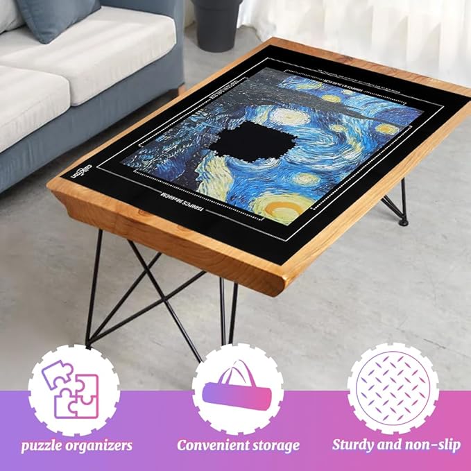 Puzzle roll up mat Set of 4 for 500-1500 Piece Puzzles, a Great Gift for Puzzle Lovers, Soft Felt Weave, Easy to Carry When Traveling