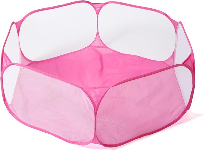 STARBOLO Cute Hexagon Kids Ball Pits, Indoor Outdoor Collapsible Play Pool Fence for Boys Girls Pets Puppy Cats, with Carry Tote, Balls Not Included (Pink)