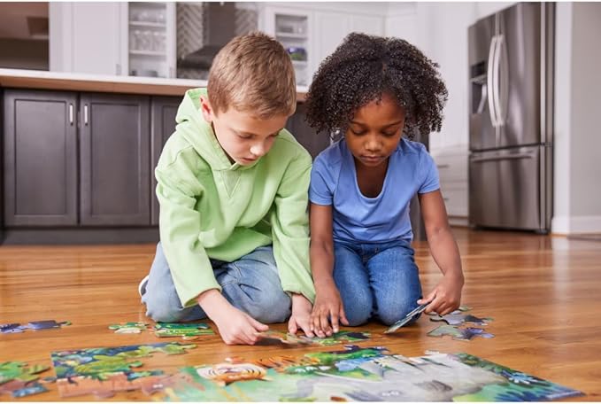 Crocodile Creek Jigsaw Puzzle, 36 Piece for Kids 3 Years and Up, Heavy-Duty Shaped Box for Storage, Finished Puzzle Size 18 x 24 inches, Wild Kingdom