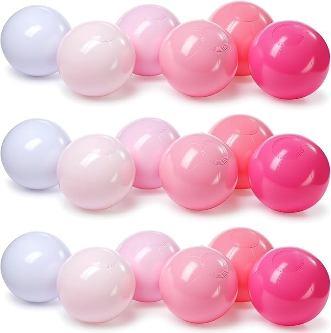 Realspring 24 Pcs Inflatable Beach Balls for Kids Bulk Pastel Solid Color Jumbo Beach Ball Swim Pool Floating Toys Baby Shower Birthday Summer Party Decor(Pink and White,18 Inch)