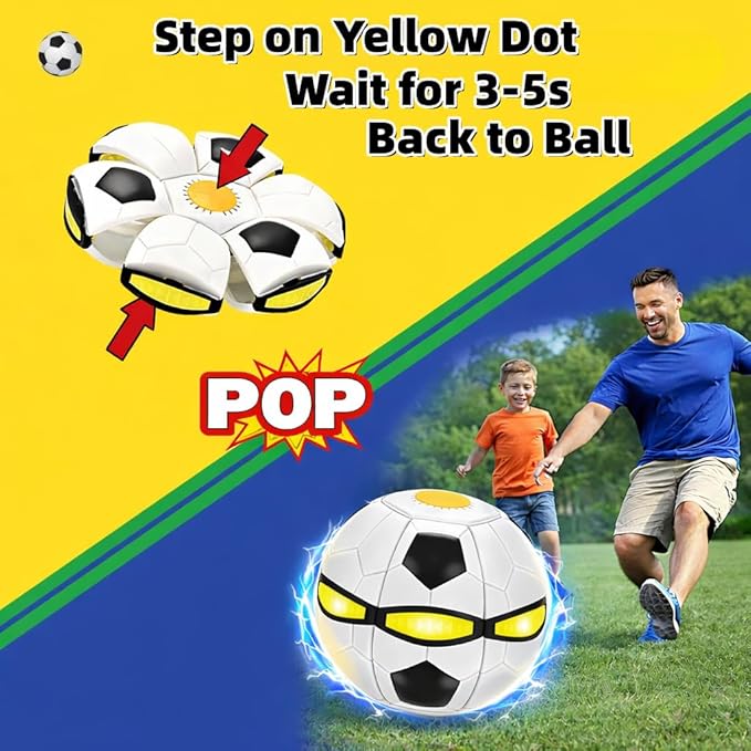Magic Ball with 6 LED Lights - High Bounce Pop Up Ball Flying Saucer - Bouncing Balls, Magic Flying Saucer, Bouncy Balls-Interactive Outdoor Catching Game & Stress Relief for Family & Friends
