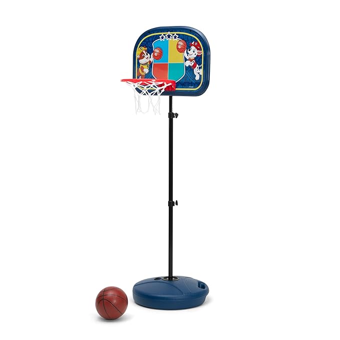 Delta Children - PAW Patrol Kids Basketball Hoop Set, Height Adjustable Toddler Basketball Goal with Stand, Indoor Outdoor Sports Toy, Includes Ball and Pump, Blue