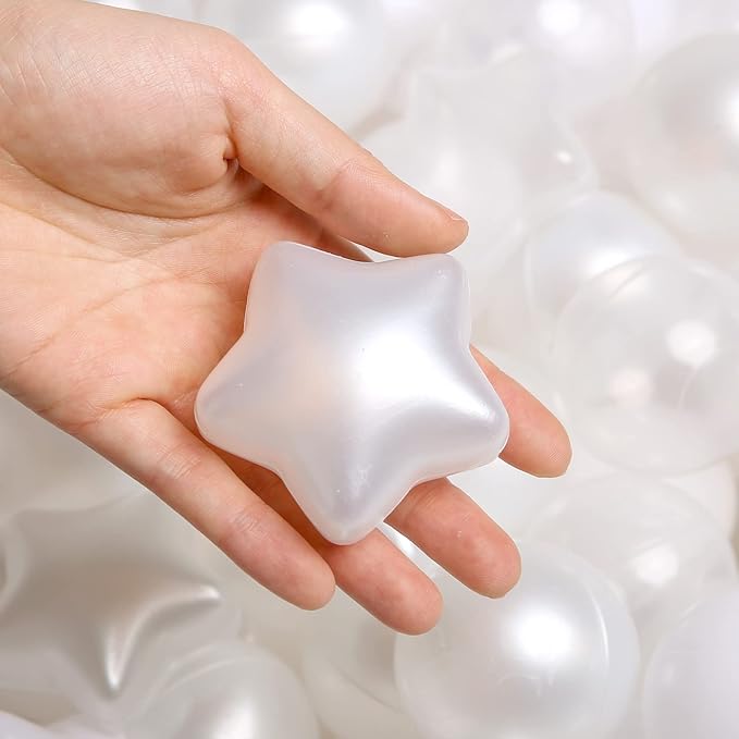 TRENDPLAY Star Ball Pit Balls for Toddlers -50 100 200 Count Star Balls Different Shapes, Non-Toxic Plastic Balls for Safe Play, Boys Girls Festival Party Decoration