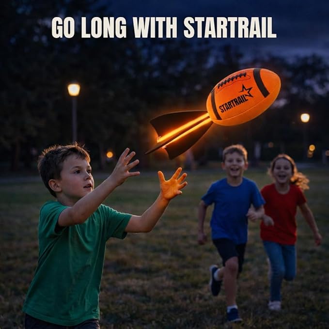 Glow in The Dark Football | Rechargeable Ultra-Bright LED Light-Up Football for Kids & Teens Ages 6+ | Outdoor Fun for Evening Play, Camping & Beach Games