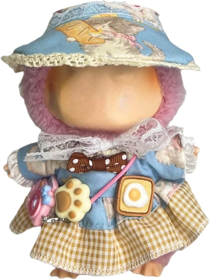 Used for Labubu Doll Outfit Clothes Designer Set,Compatible with Labubu Clothe Accessories for Doll (Blue Toast -0425)