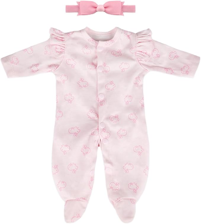 CARANOVO Realistic Reborn Baby Doll Clothes 16-18 inch 2pcs Pink Outfits Clothing Set Accessories Suitable for Reborn Babies and Newborns
