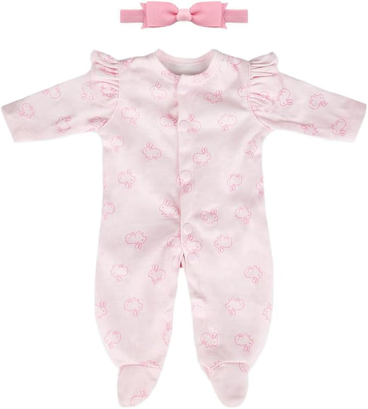 CARANOVO Realistic Reborn Baby Doll Clothes 16-18 inch 2pcs Pink Outfits Clothing Set Accessories Suitable for Reborn Babies and Newborns