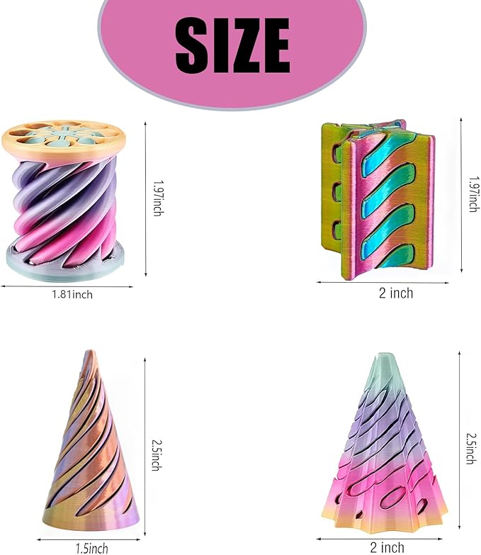 Christmas Stocking Stuffer 4 Packs Impossible Cone,Impossible Cones passthrough Impossible Pyramid for Relaxing,Spiral Fidget Toy passthrough Impossible Cone,Birthday for Adults & Kids