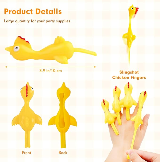 Finger Slingshot Chicken 24Pcs Rubber Popping Chicken Toys, Fun Launching Chick Jumping Game for Kids