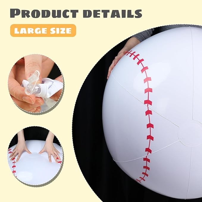Shindel Inflatable Baseball 27-inch, Giant Inflatable Ball for Baseball Themed Party Decorations & Birthday Decor, Pool Beach Ball Toys for Kids