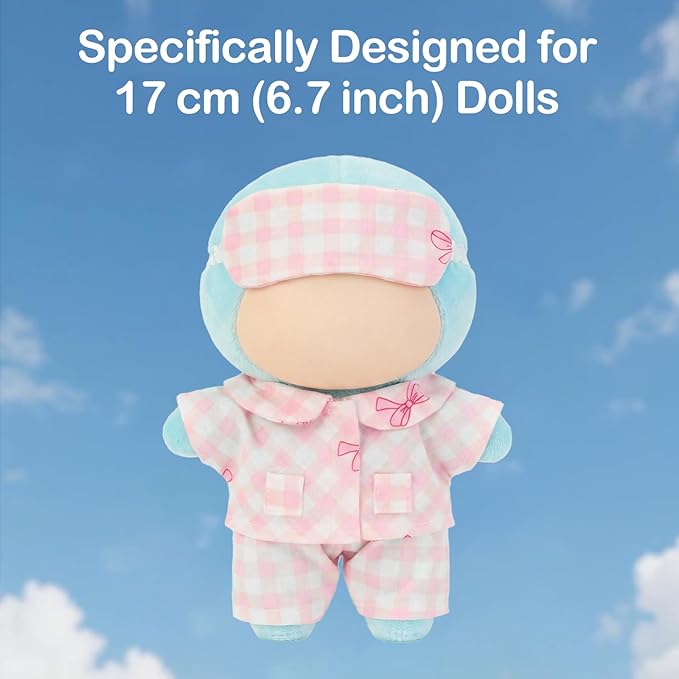 2 Sets 17cm Doll Clothes, 17cm Doll Pajamas Outfit with Accessories, Good Night Bedding Pajamas Clothes Set, Sleep Pants Eye Masks, Dress Up Outfit for Collectors, Gift for Women