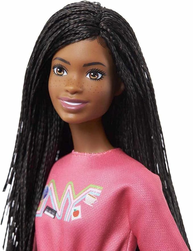 Barbie It Takes Two Doll, Brooklyn Fashion Doll with Braided Hair, Pink NYC Shirt, Metallic Skirt & White Shoes