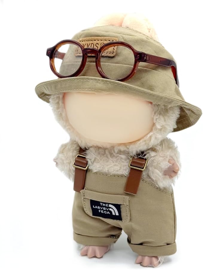 17cm Doll Clothes Set (NO Doll) 6.7inch Doll Accessories Overalls Hat Glasses Dress up Stylish Outdoor Stylish Cute