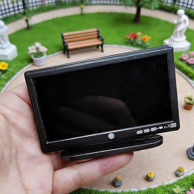 1:12 Dollhouse Furniture Accessories Set- Doll House TV and mini Remote Control, Miniature Dollhouse Living Room Decor (TVSet)