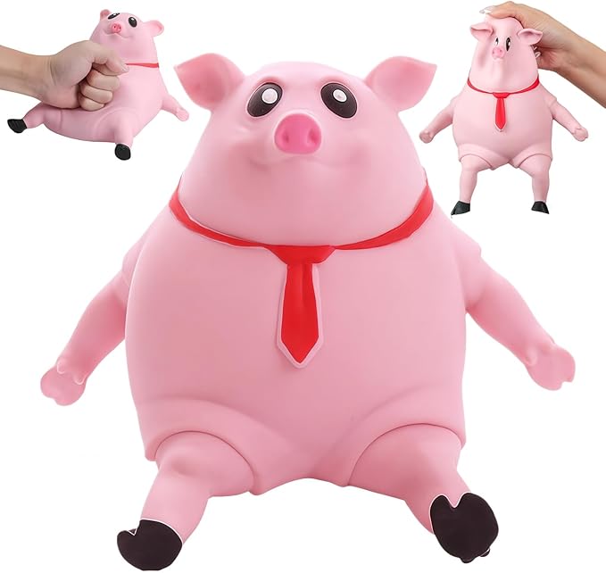 Stretchy Glue-Sand Filled Rubber Pig , Latex Piglet Soft Decompression Doll Toy, Squishy Pig Toy,Animal High-Elastic Stretchable, Decompression Toy for Adults and Children (Pig-L)
